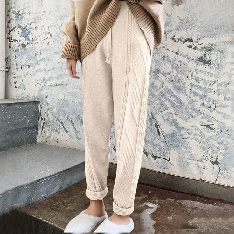 Women' S Cable Knit Sweater Pants Long Knit Pants Joggers