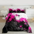 thumbnail image 2 of Manfei Abstract Marble Bedding Comforter Set 2pcs, Black Hot Pink White Twin Comforter Sets, Modern Watercolor Marbling Bedding Set, Ultra Soft Home Decor, 2 of 8