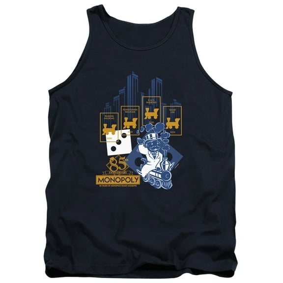 Monopoly The True Railroad Tycoon Adult Tank Top Navy