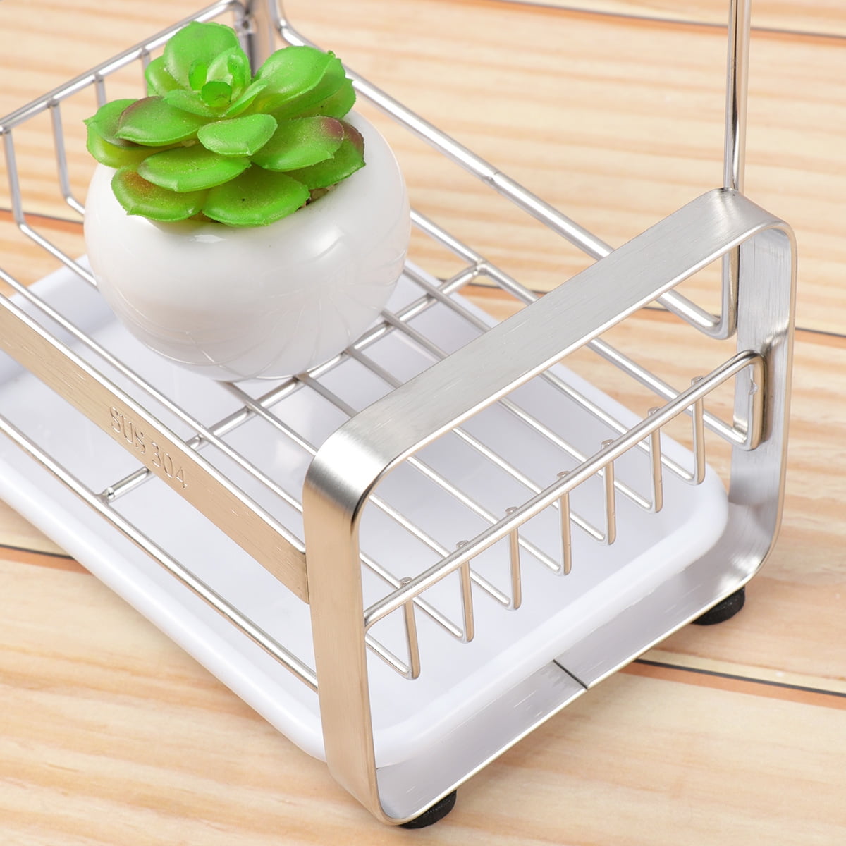 SKISUNO Kitchen Organizer Drain Rack Stainless Steel Storage for Dishcloth Rack 1Set