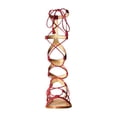 thumbnail image 3 of YDN Women Open Toe Knee High Gladiator Sandals Frine Lace up Heeled Cork Flats Themed Party Dressy Shoes Size 7 Red, 3 of 4