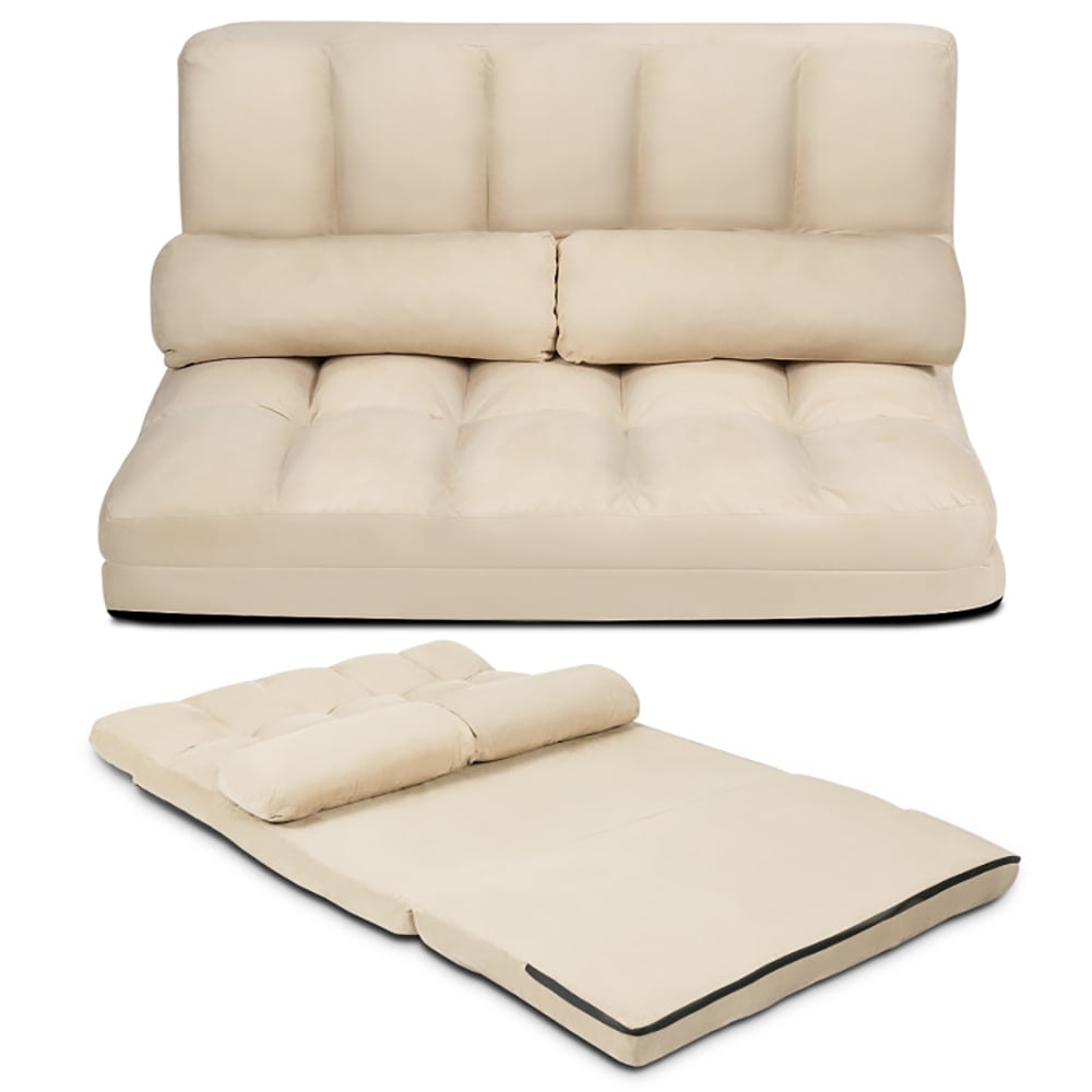 Finihen Fold Sofa Bed Couch, 6-Position Foldable Floor Sofa Bed with Detachable Cloth Cover, Beige Finihen Fold Sofa Bed Couch, 6-Position Foldable Floor Sofa Bed with Detachable Cloth Cover, Beige