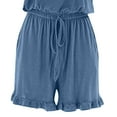 thumbnail image 7 of cfhntfmh Womens Summer Jumpsuit 2024 Casual Short Sleeve off Shoulder Ruffled Shorts Rompers with Pockets, 7 of 7