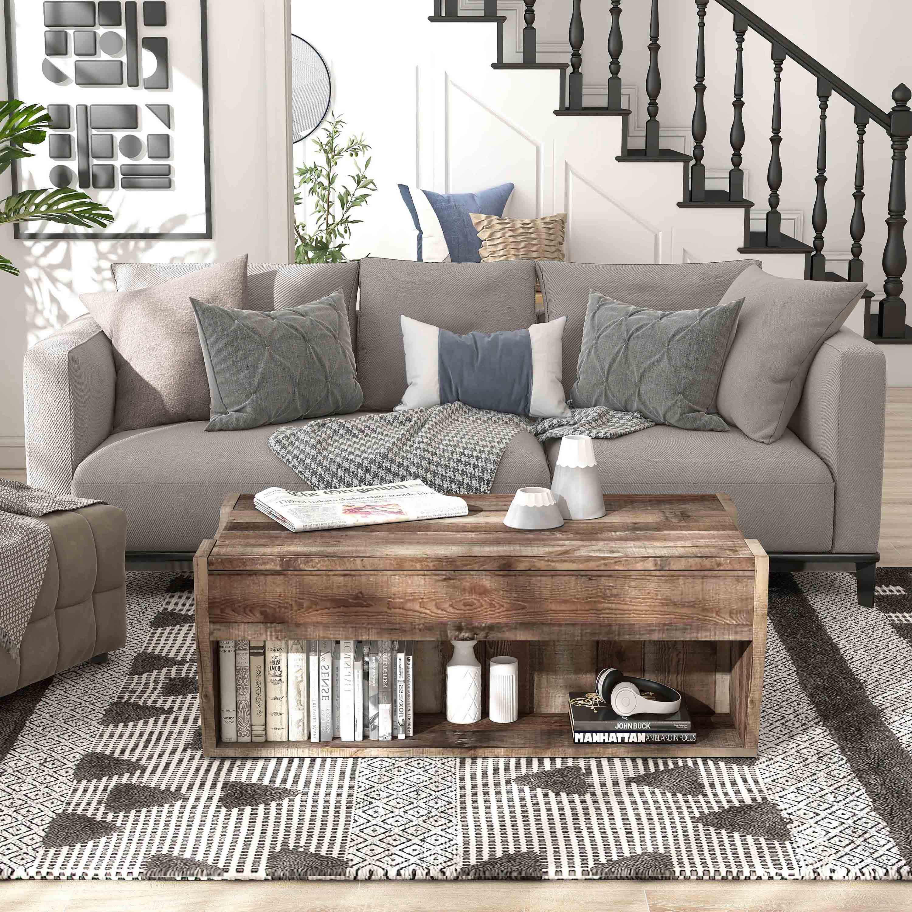 Furniture of America Chet Lift-Top Coffee Table, Brown Barn