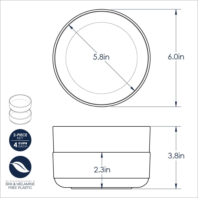 Nordic Ware 4 Pack Microwave Safe 10" Plastic White Plates and Bowls