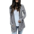 thumbnail image 1 of Manteau d'Hiver Automne pour Femmes Trench-Coat Chaud Uni Ouvert devant Col Rond Tricoté Mi-Longueur Cardigan Mode, 1 of 6