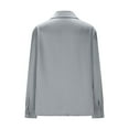 thumbnail image 5 of HVOBTTY Womens Tops, Long Sleeve Shirts for Women， Women Solid Spring/Fall Temperament Satin Lapel Top Shirt Gray L, 5 of 5
