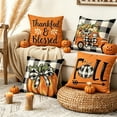 thumbnail image 2 of Coolmade Fall Throw Pillow Covers 18x18 Set of 4, Buffalo Plaid Pumpkin Thankful Blessed Farmhouse Decor, Indoor Outdoor Use for Couch Sofa Porch Thanksgiving Home Decorations, 2 of 7