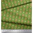 thumbnail image 2 of Soimoi Green Rayon Fabric Leaves,Pink Floral & Diamond Geometric Printed Fabric 1 Yard 56 Inch Wide, 2 of 3