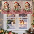 thumbnail image 5 of Valance Curtains for Kitchen Windows Santa Claus Red Christmas Hat Bow LeavesRod Pocket Valance Pink Gradient Retro LinenShort Window Curtain Topper for Bedroom Living Room Bathroom 42x12in, 5 of 7
