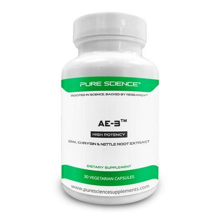 Pure Science AE-3 Chrysin with DIM & Stinging Nettle Root Extract - Natural Aromatase Inhibitor & Estrogen Blocker for Men - 30 (Best Otc Aromatase Inhibitor)