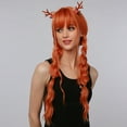 thumbnail image 6 of YMUQEIGH Clearance 65cm High Temperature Silk Wig Orange Wig Rose Mesh Curly Hair, 6 of 7