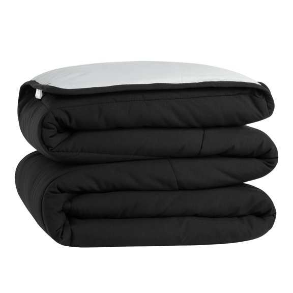 Unique Bargains Quilt Lightweight Down Comforter Black/Light Gray King