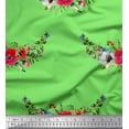 thumbnail image 1 of Soimoi Cotton Cambric Fabric Leaves & Anemone Flower Print Sewing Fabric Yard 56 Inch Wide, 1 of 1