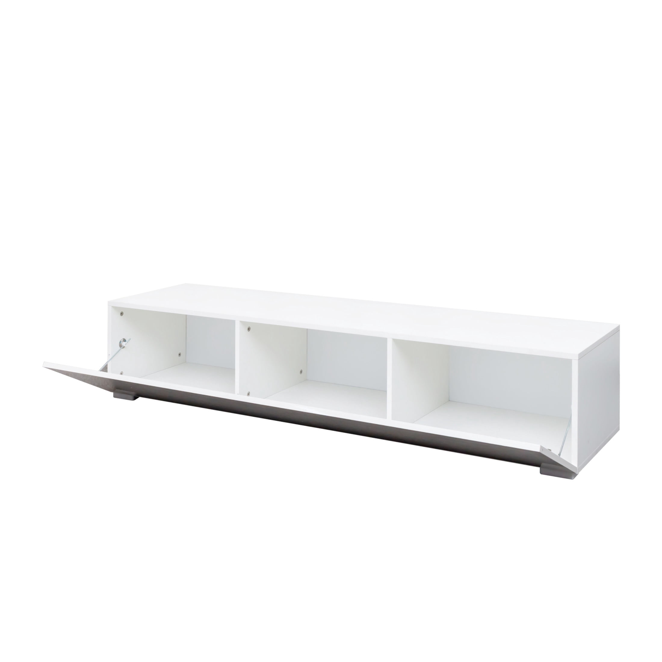 Noble House Tamara 63" Floating Entertainment Center, Wooden Wall-Mounted Media Console, Drop-Down Cabinets, White