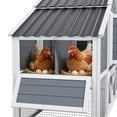 thumbnail image 5 of Backyard 2-Tier Wooden Chicken Coop with 4 Nesting Boxes for 6 Hens, Gray and White, 5 of 8