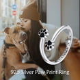 thumbnail image 6 of 925 Sterling Silver Paw Print Hug Ring Cute Animal Jewelry Adjustable Rings for Women (Paw Print Ring), 6 of 6