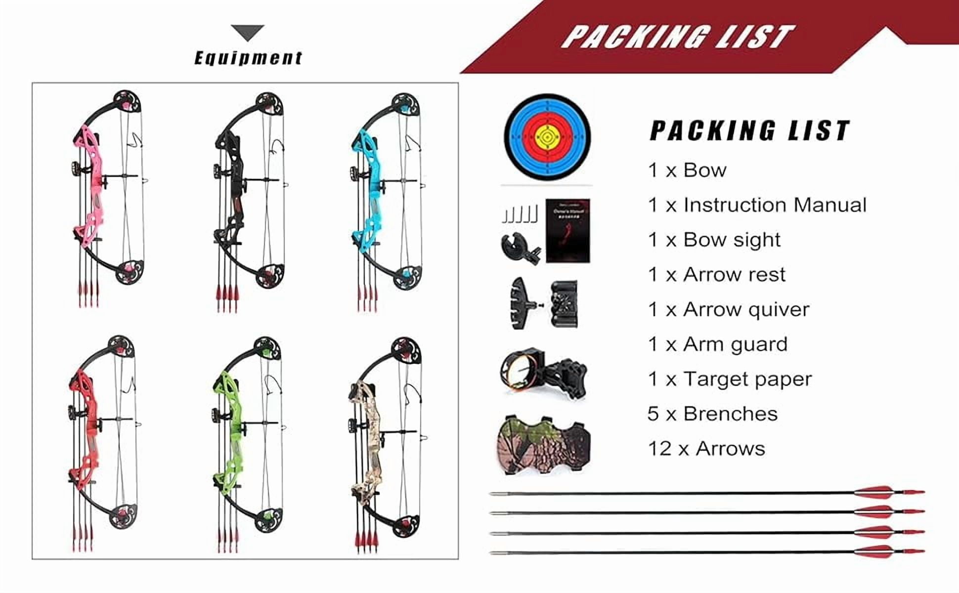 Compound Bow Archery kit for Youth & Beginner, Right Handed,19”-28” Draw Length,15-29 Lbs Draw Weight, 260 fps, Lightweight Design