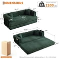 thumbnail image 2 of 5-in-1 Convertible Floor Sofa to Sleeper Couch - Corduroy Fabric with Fixed Frame and Pillow, Dark Green, 2 of 5
