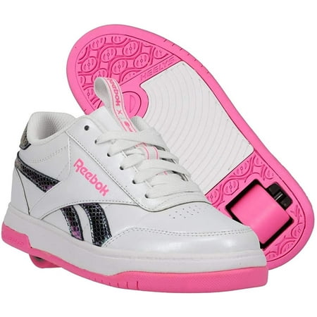 Heelys Youth Kids CL Court Low Wheels Skate Sneaker Shoes White/Pink/Purple Sparkle, 2 Little Kid, 2