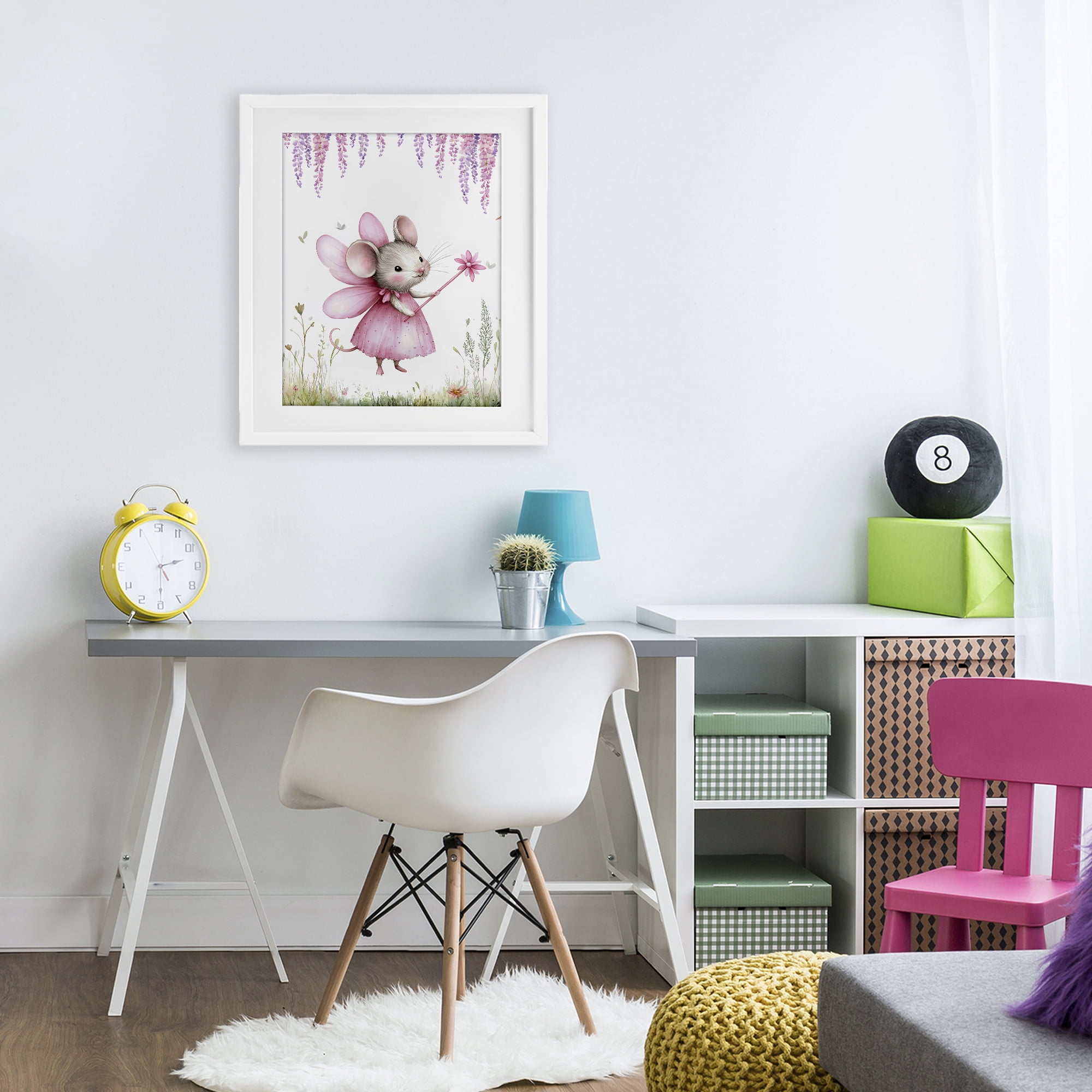 Stupell Industries Woodland Mouse Forest Fairy White Framed Print Under Glass, design by LSR Design Studio