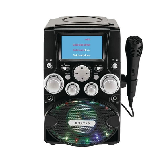 Proscan Bluetooth Karaoke System with Disco Lights and Wired Microphone - Black