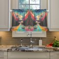 thumbnail image 2 of Yayeee Kitchen Curtains Tier Pair Light Filtering 27"x24" Rod Pocket Short Cafe Window Panel, Colorful Road, 2 of 7