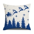 thumbnail image 3 of Fundas de cojín con temática navideña, 18 x 18, decoración navideña azul marino vibrante, tela de lino de algodón rústico suave, copo de nieve, funda de almohada de vacaciones para sofá cama, granja, JAMW Sencillez, 3 of 5