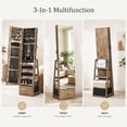 thumbnail image 2 of Skyhill 360°Swivel Jewelry Armoire, 60" Full Length Mirror Cabinet with 3 Rear Shelves, Bottom Drawer, Brown, 2 of 9