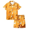 thumbnail image 2 of BOOMNY Halloween Girls 2 Peice Pajamas Sets Hallowmas Pumpkin Ghost Graphic Short Sleeve Buttons Sleepwear Tops Shorts Pjs Set for Kids Cozy Loungewear Homewear, 2 of 5