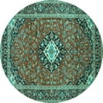 thumbnail image 1 of Ahgly Company Indoor Round Medallion Turquoise Blue Traditional Area Rugs, 4' Round, 1 of 4