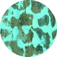 thumbnail image 1 of Ahgly Company Indoor Round Oriental Turquoise Blue Modern Area Rugs, 8' Round, 1 of 4