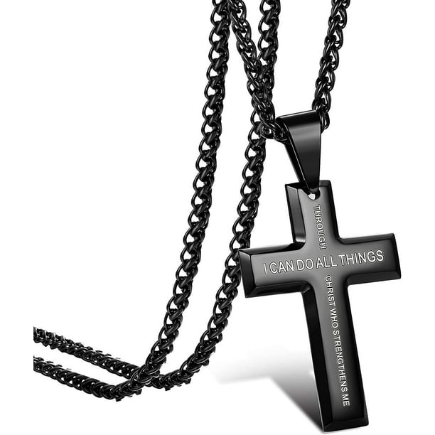 Stainless Lord's Prayer Cross Pendant Necklaces Bible Verse Philippians ...