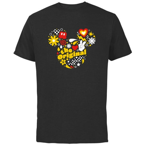 Disney Mickey The Original Retro Pop - Short Sleeve Cotton T-Shirt for Adults - Customized-Black