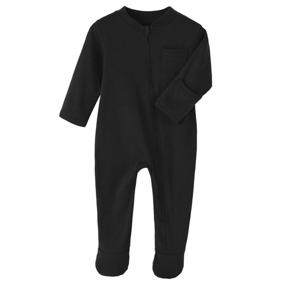 GCETTIC Baby Gender Neutral Zip Front Footed Sleep N Play Pajamas, Sizes Preemie Black 0-3Month
