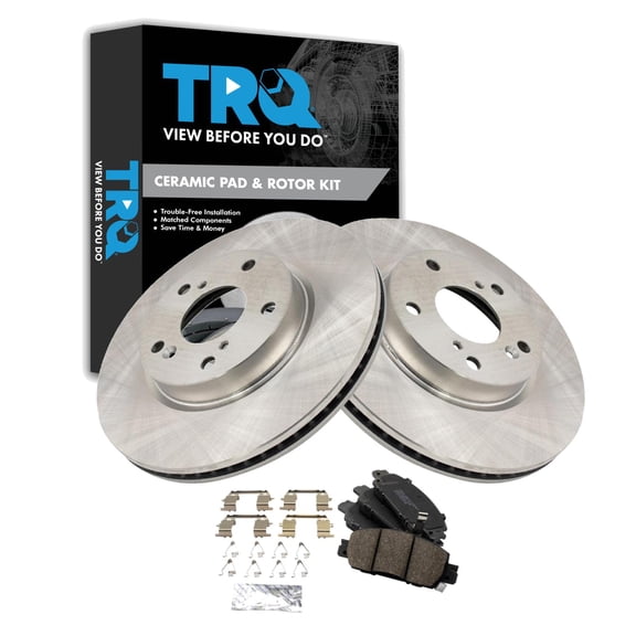 TRQ Front Brake Pad & Rotor Kit Brake Pads Brake Rotor Ceramic Fits Select 2017 Honda Accord