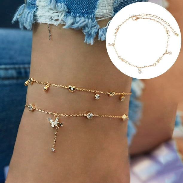 Download Spring Park Spring Park Women Double Layered Anklet Bracelet Plated Butterfly Foot Jewelry Chain Walmart Com Walmart Com