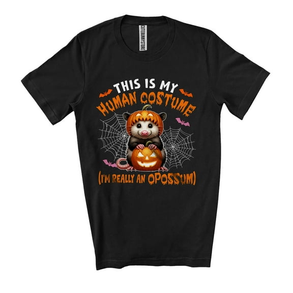 This Is Human Costume I'm Really An Opossum; Humorous Halloween Pumpkin Wild Animal Lover Unisex T-Shirt