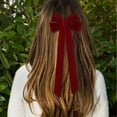 thumbnail image 3 of Pasador de Terciopelo con Lazo | Pinza de cinta estilo coreano - Elegante tocado de invierno, accesorios para el pelo de alta gama, duradero, seguro, versátil para peinados formales o informales, 3 of 5