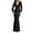 Black, variant on Fesfesfes Women Gowns Soild V-Neck Sequins Dress Long Sleeve Party Long Dresses or