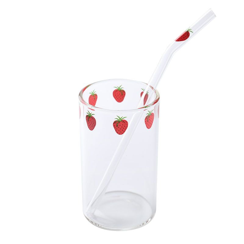 Fresh n Peachy Heat Resistant Glass Cup with Straw – Youeni