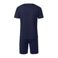 thumbnail image 6 of Men's Shirt and Shorts Set 2 Piece Fashion Summer Tracksuits Cotton Oversized T-Shirts Shorts Outfits Navy, Size L, 6 of 6