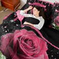 thumbnail image 4 of Homewish Pink Rose 7 Pieces Bedding Comforter Set,Romantic Flower Full Bedding Set,Chic Butterfly Fitted Sheet Flat Sheet For Girls Kids,Breathable Home Decor Reversible, 4 of 8