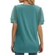 thumbnail image 4 of Camisas de manga corta con cuello en V para mujer, moda de verano, Color puro, blusa informal holgada de manga corta para mujer, verde XL, 4 of 6