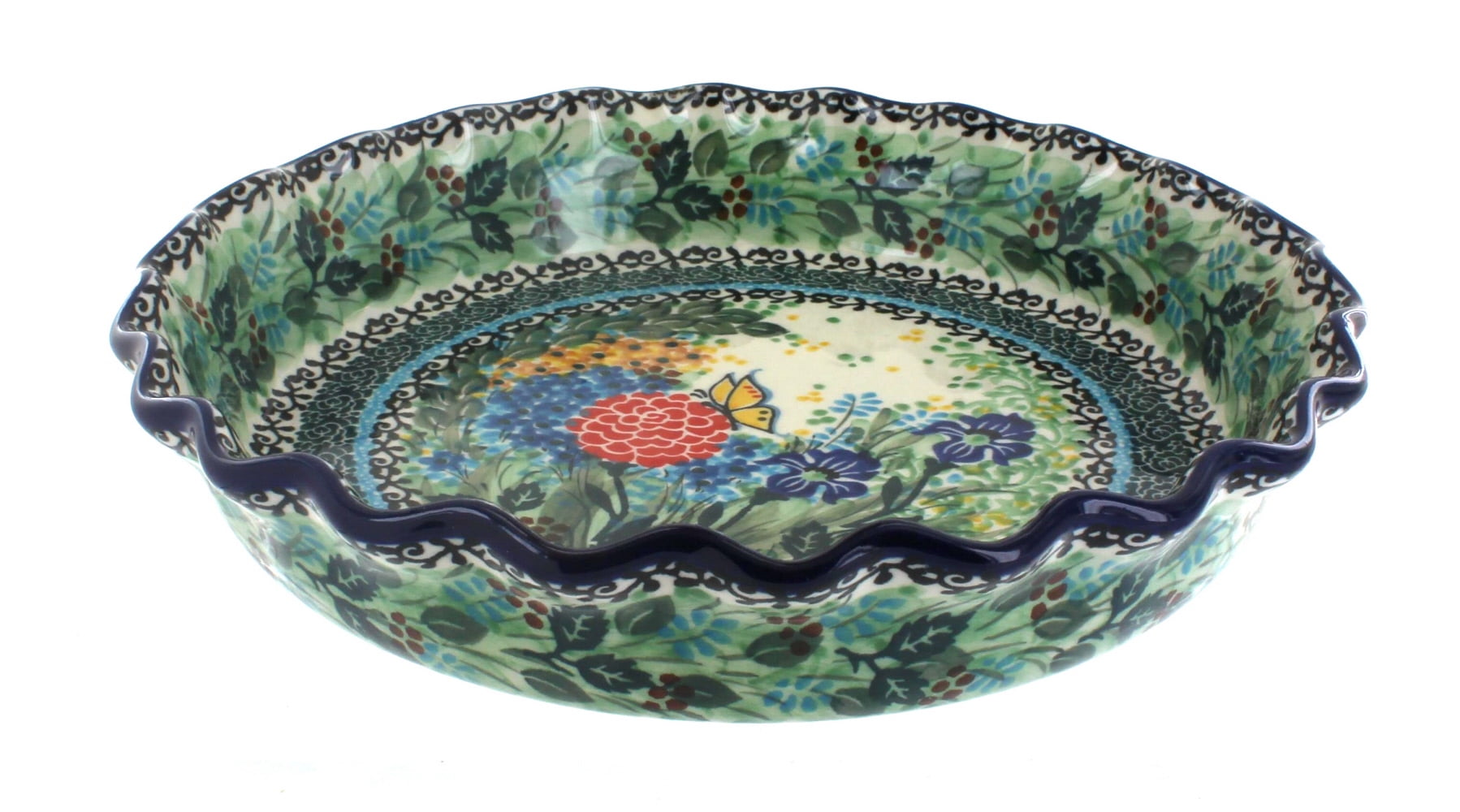 Blue Rose Polish Pottery Teresa Pie Plate - Walmart.com ...