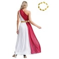 thumbnail image 2 of iiniim Women Greek God Athena Dress Costume Ancient Greece Toga Dress with Headwear Halloween Outfits Burgundy XL, 2 of 7