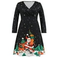 thumbnail image 1 of Robe de Noël pour Femmes Manches Longues Col en V Imprimé Robe Midi, 1 of 8