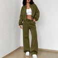 thumbnail image 2 of Women's 2 Piece Tracksuit Set Zip Up Crop Bomber Jacket and High Waisted Wide Leg Sweatpants Casual Lounge Wear Athletic Outfits with Drawstring, 2 of 7