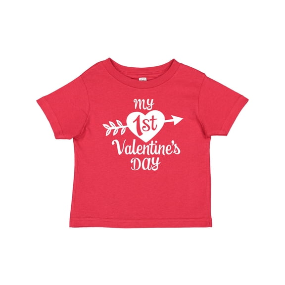 Inktastic My First Valentine's Day with White Heart and Arrow Boys or Girls Baby T-Shirt
