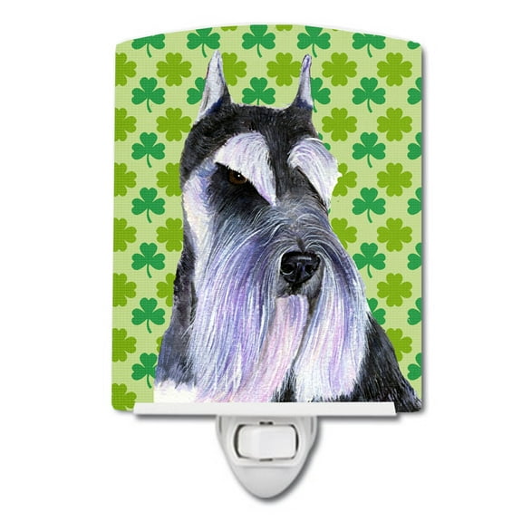 Schnauzer St. Patrick's Day Portrait Ceramic Night Light